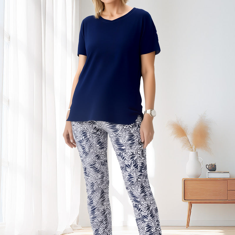 Conjunto mujer algodón pantalón estampado casual cómodo