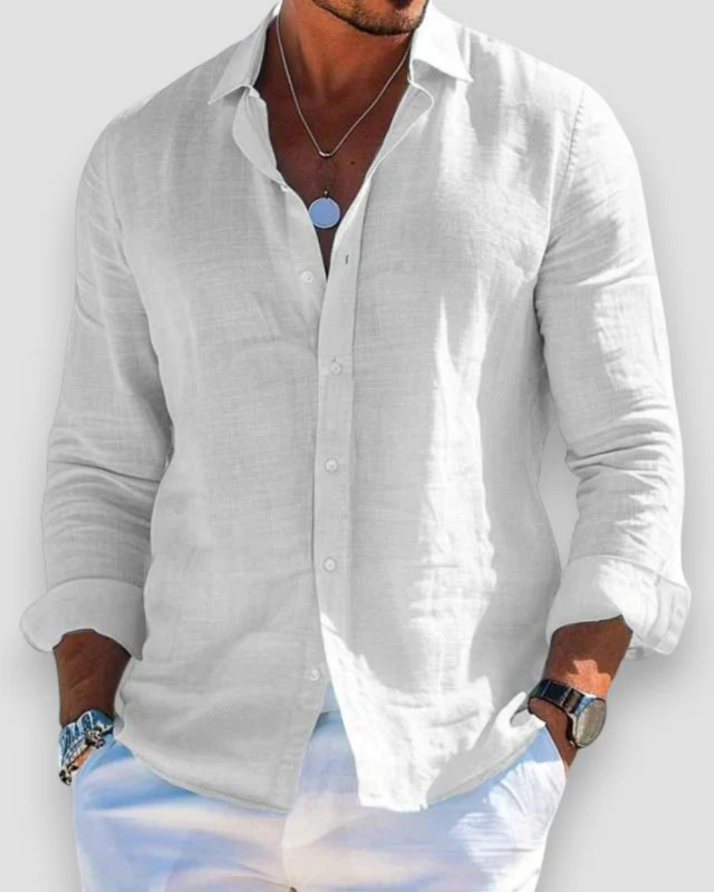 Camisa casual hombre elegante ligera transpirable – camisa moderna cómoda