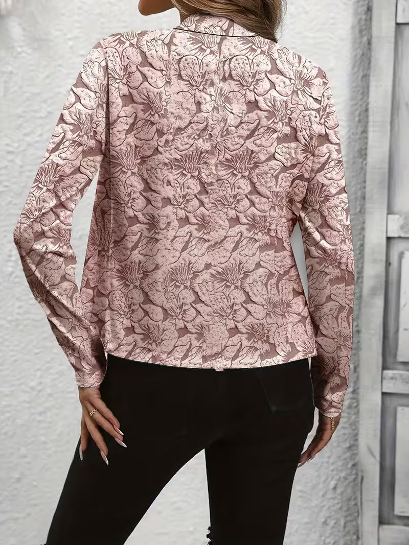 Blazer floral de mujer con cuello estructurado y frente abierto