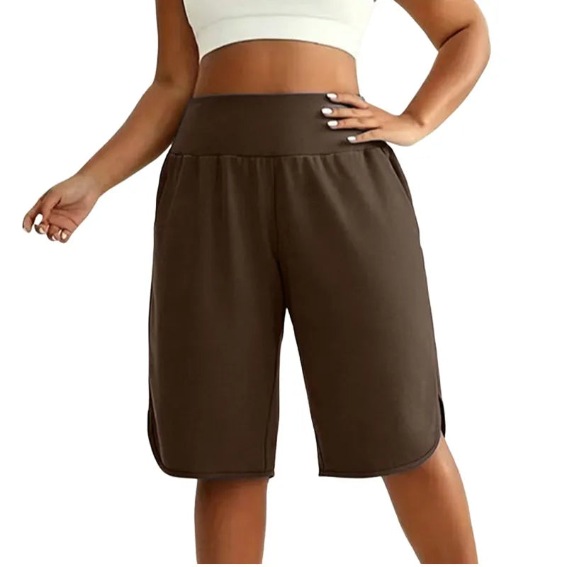 Pantalones cortos mujer de talle alto con largo a la rodilla
