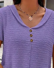 Vestido mujer algodón cuello V fluido – casual verano elegante