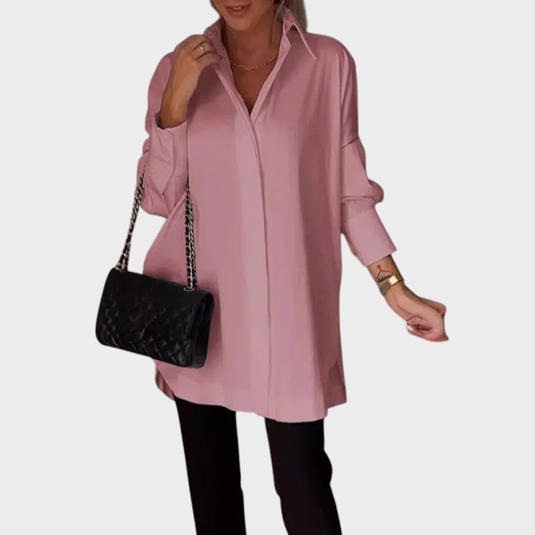 Camisa Mujer Oversize Con Cuello Clásico – Estilo Elegante y Ligero