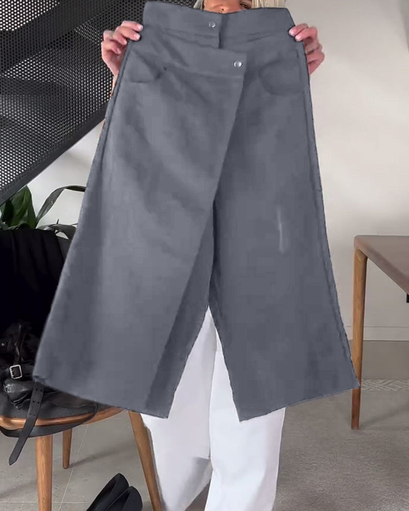 Pantalón mujer asimétrico de pierna amplia