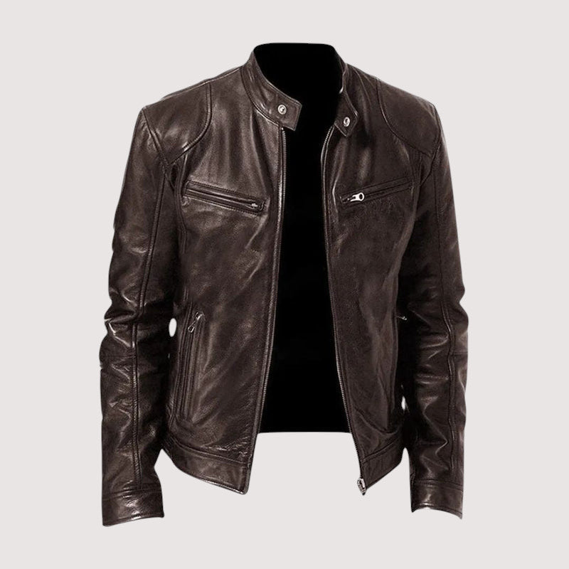 Chaqueta Hombre de Cuero Clásica – Estilo Biker Elegante y Moderno