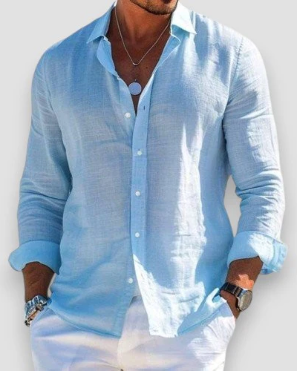 Camisa casual hombre elegante ligera transpirable – camisa moderna cómoda