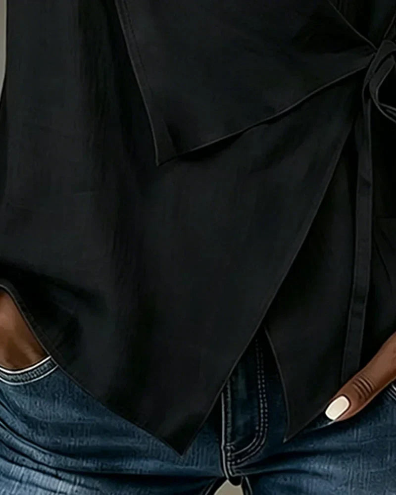 Top Mujer Asimétrico sin Mangas – Estilo Envolvente Ligero de Verano