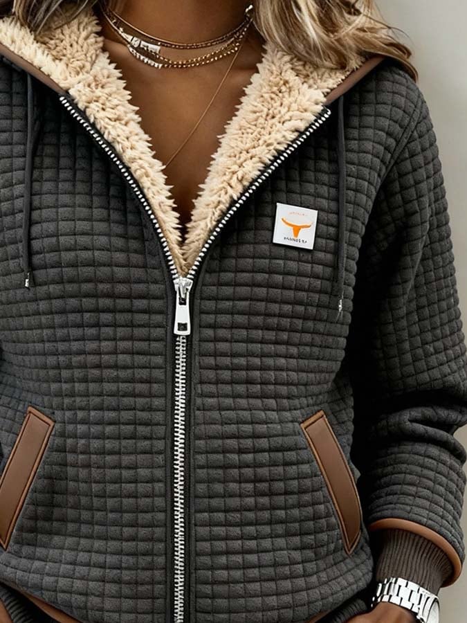 Chaqueta térmica mujer con forro polar y capucha – chaqueta acolchada de invierno mujer
