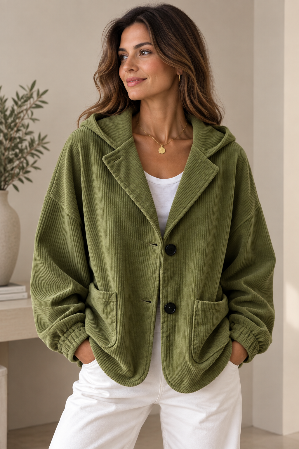 Chaqueta oversize con capucha para mujer de estilo relajado
