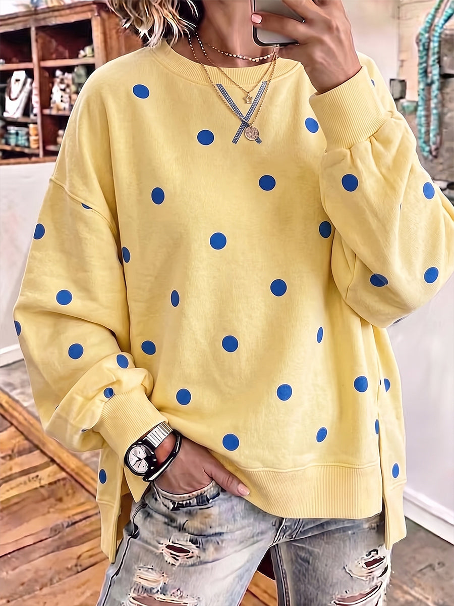 Sudadera de mujer con estampado de lunares y corte amplio casual