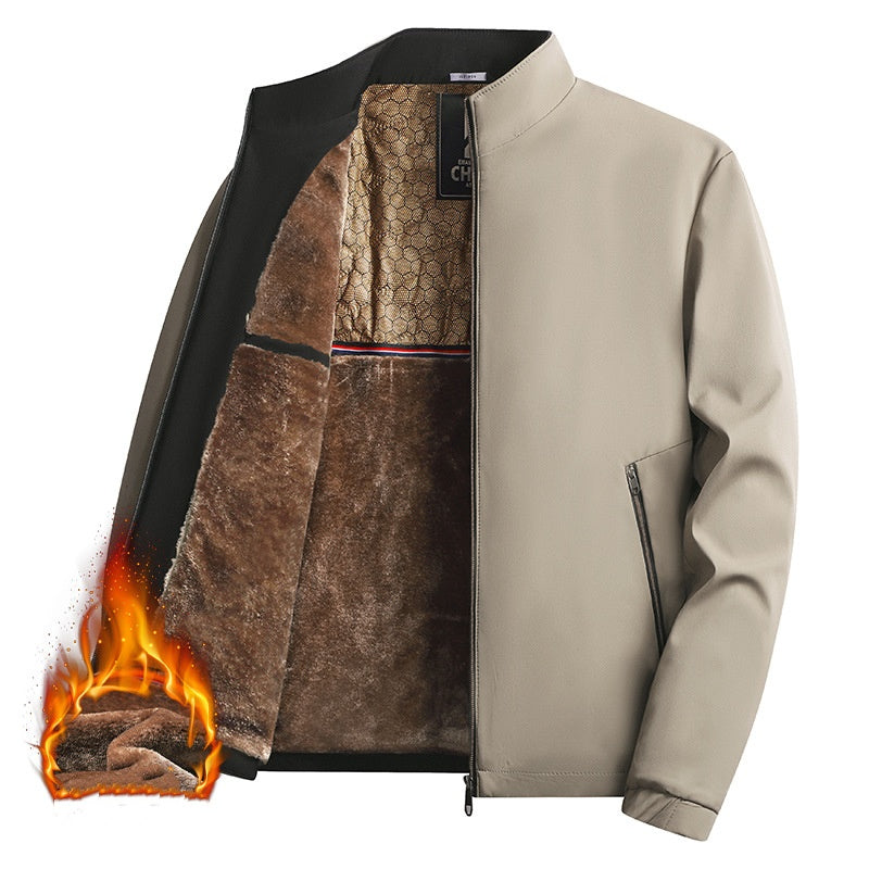 Chaqueta hombre cálida con cremallera y cuello alto