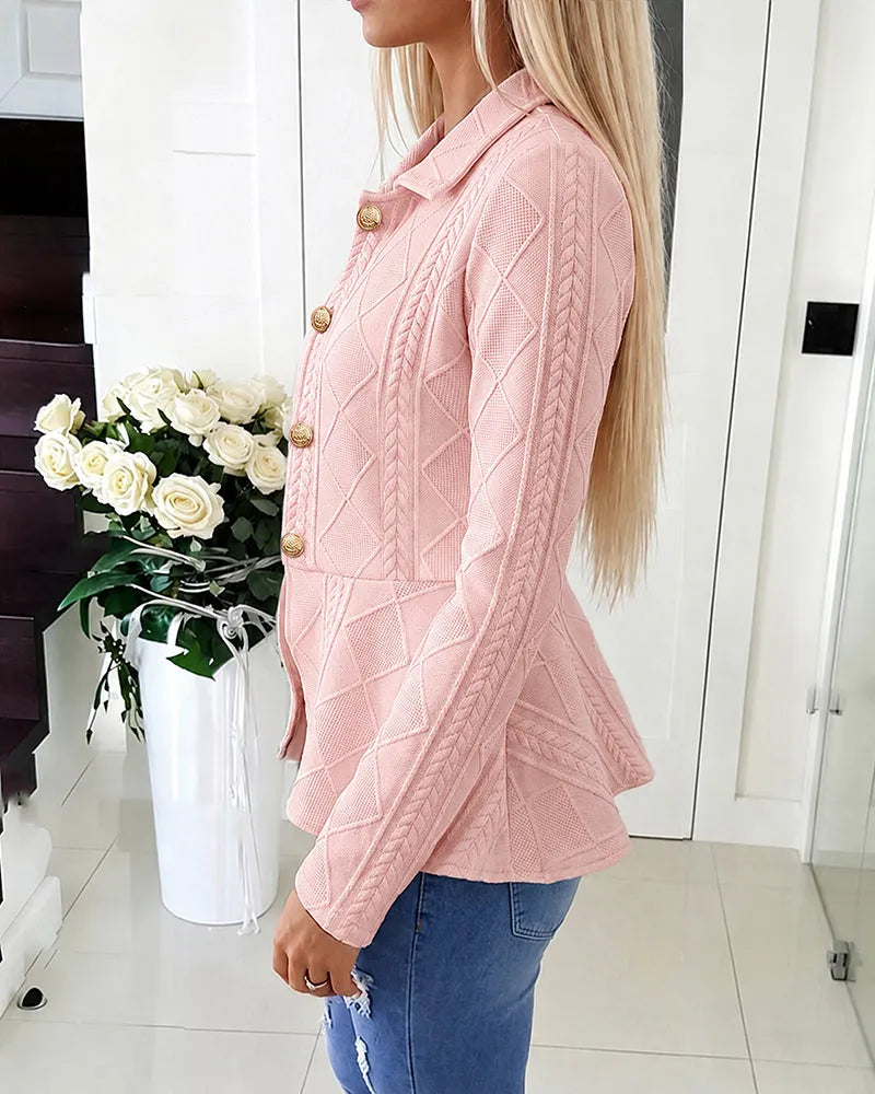 Cárdigan de mujer con punto geométrico y botones dorados elegantes