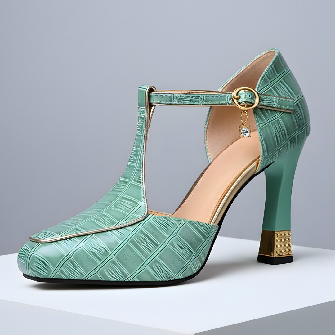 Tacones mujer con tira en T y tacón bloque – estilo elegante fiesta