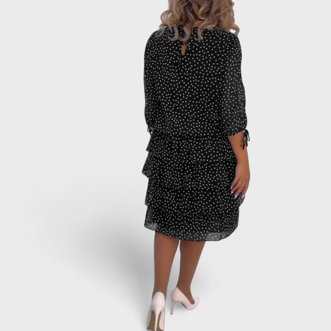 Vestido clásico mujer de lunares – vestido elegante manga 3/4