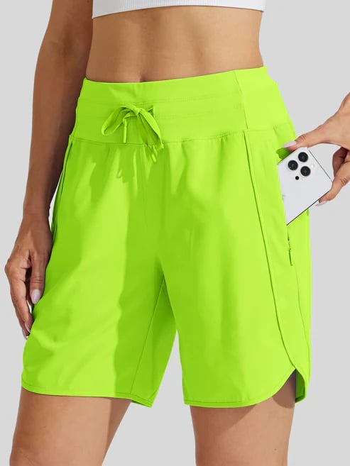 Short deportivo mujer cintura alta con cordón y bolsillos