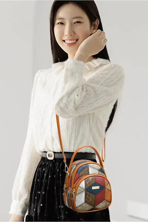 Bolso patchwork mujer en PU con bandolera