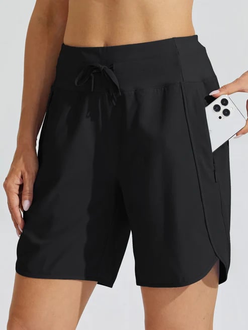 Short deportivo mujer cintura alta con cordón y bolsillos