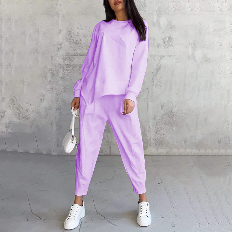 Conjunto mujer con sudadera asimétrica y pantalón cómodo