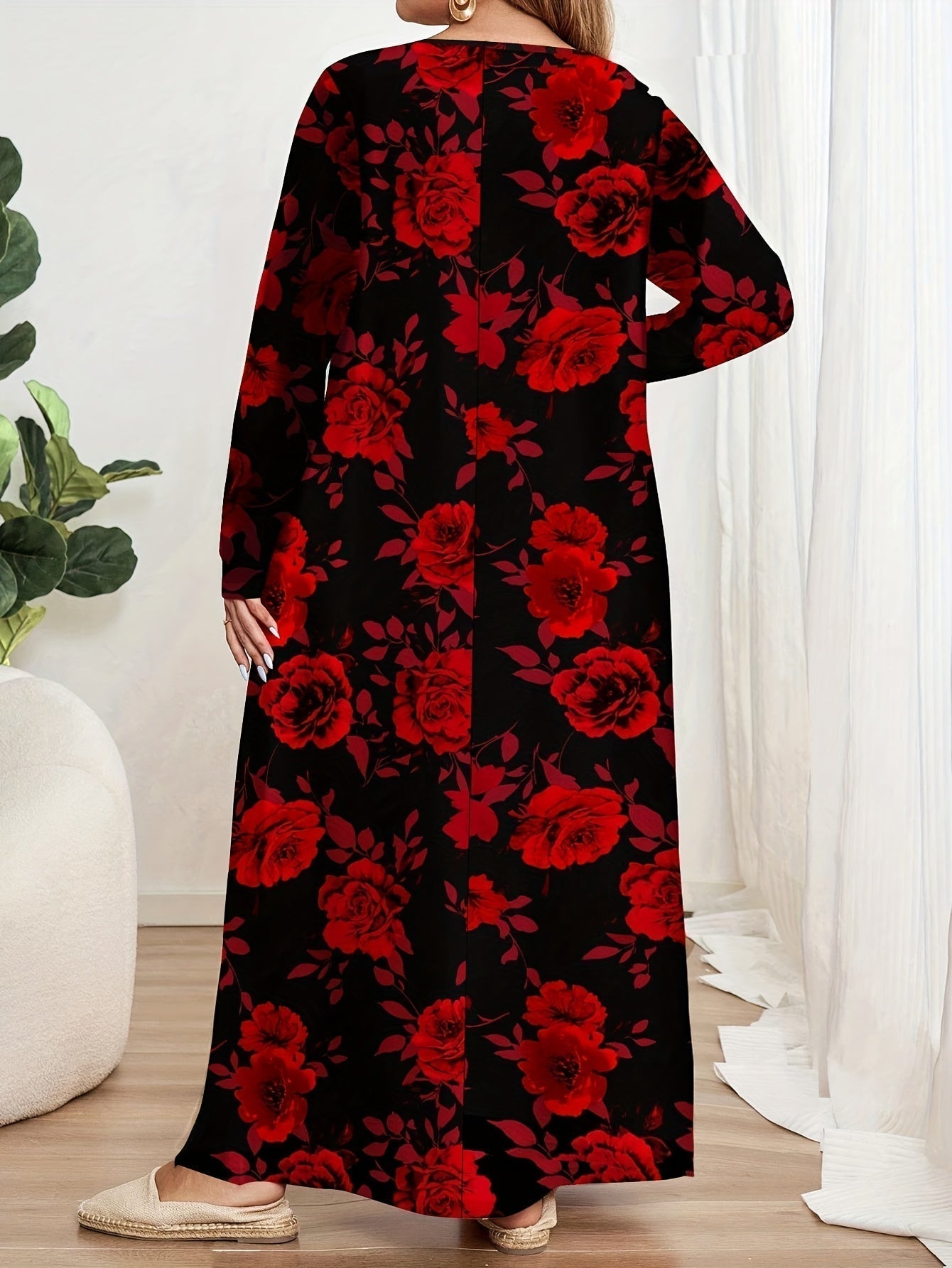 Vestido Largo Mujer Estampado Floral Elegante – Corte Suelto Cómodo