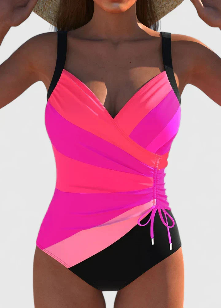 Bañador Mujer Rayas Elegante – Escote V y Diseño Moldeador