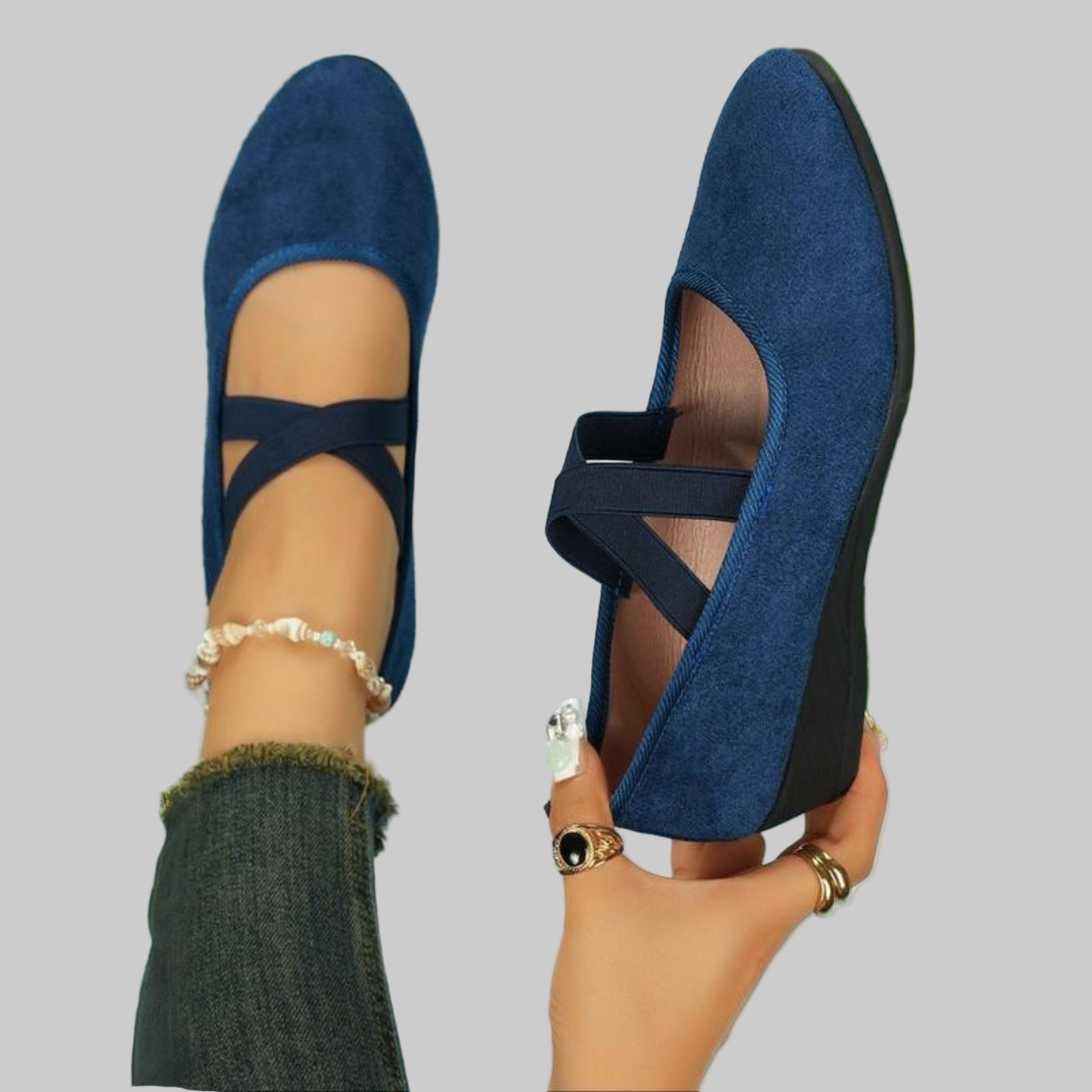 Zapatos mujer de cuña con correas cruzadas y diseño cerrado – estilo casual cómodo