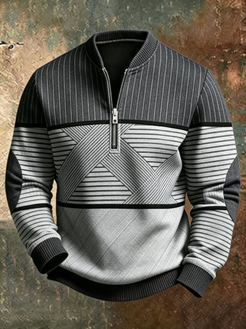 Sudadera de hombre con media cremallera y estampado geométrico