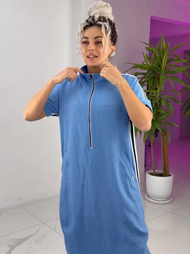 Vestido mujer deportivo largo cremallera – vestido fluido casual chic