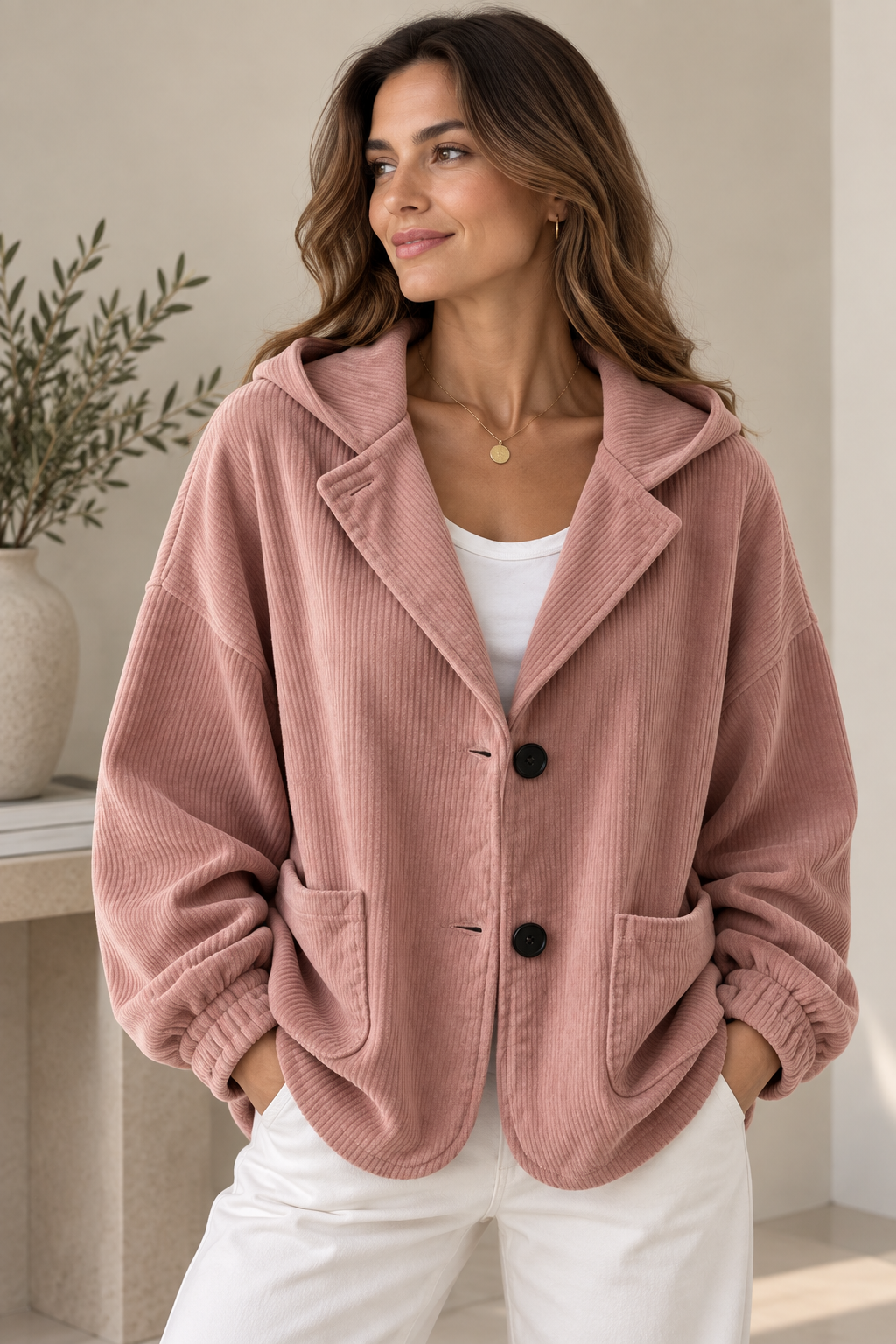 Chaqueta oversize con capucha para mujer de estilo relajado