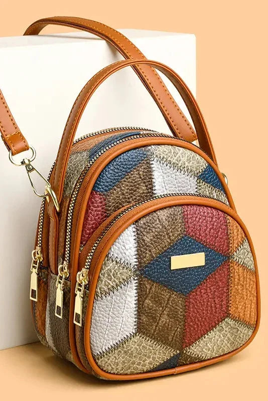 Bolso patchwork mujer en PU con bandolera
