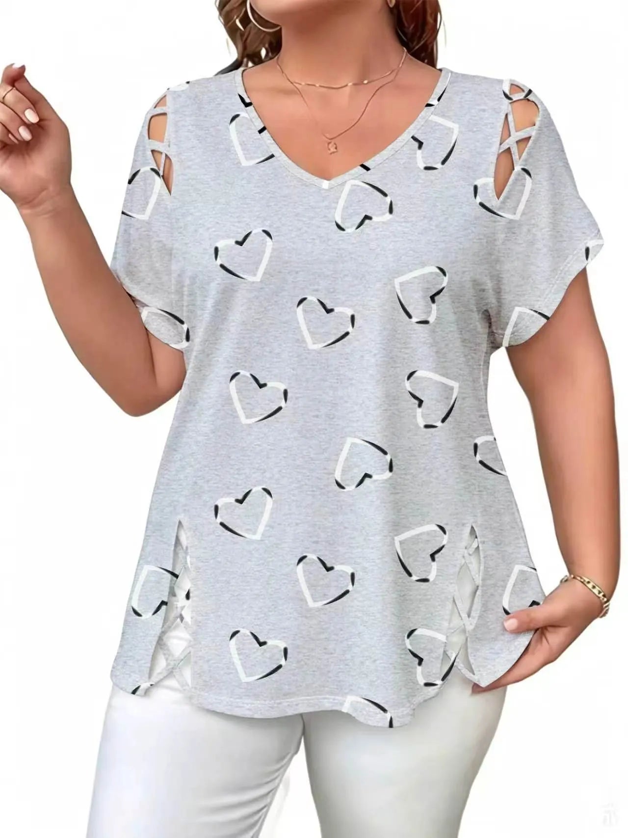 Blusa mujer con estampado tie-dye y detalles entrelazados