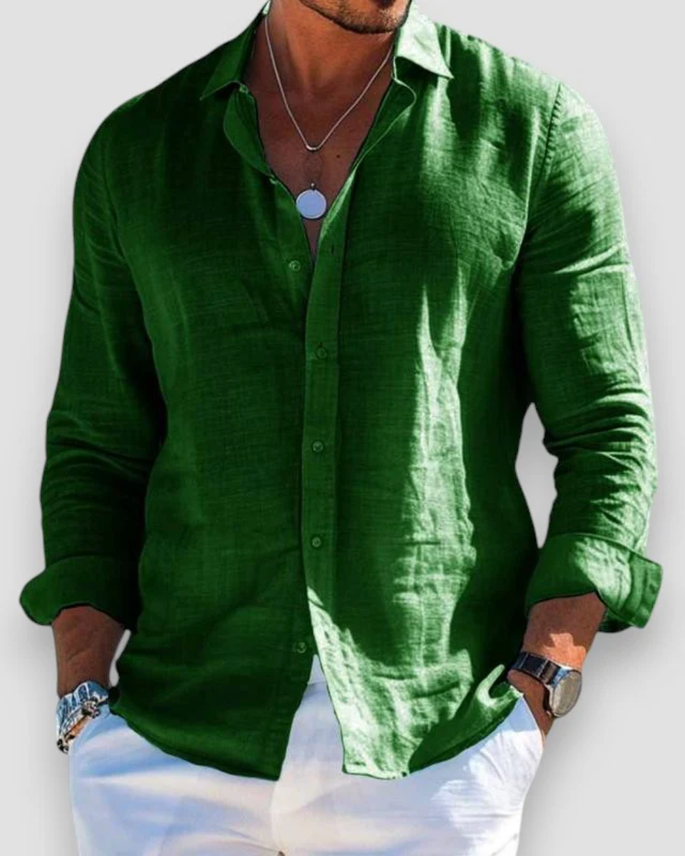 Camisa casual hombre elegante ligera transpirable – camisa moderna cómoda
