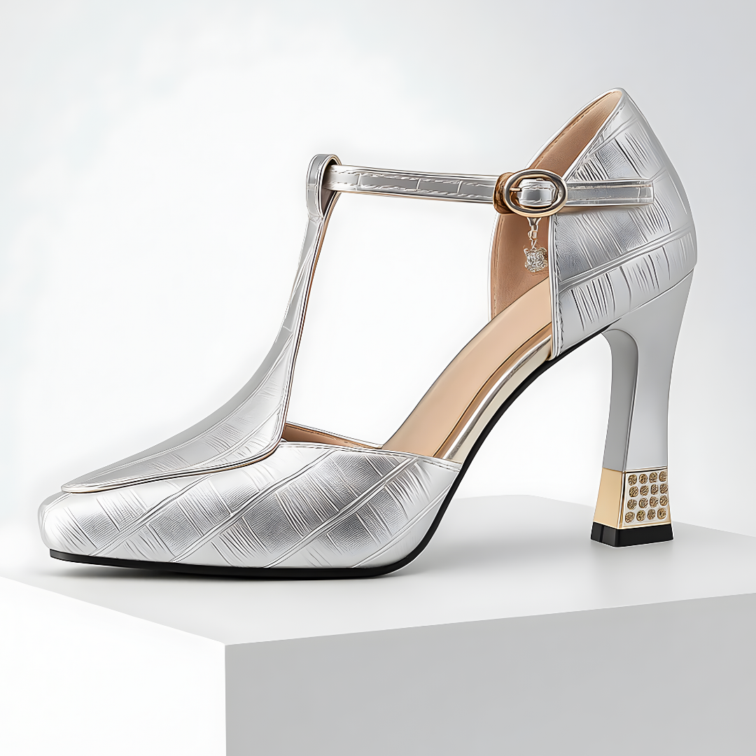 Tacones mujer con tira en T y tacón bloque – estilo elegante fiesta