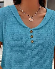 Vestido mujer algodón cuello V fluido – casual verano elegante