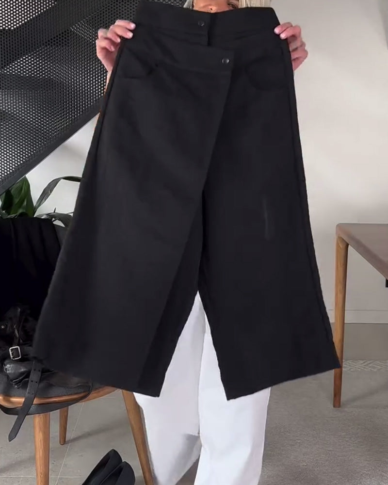 Pantalón mujer asimétrico de pierna amplia