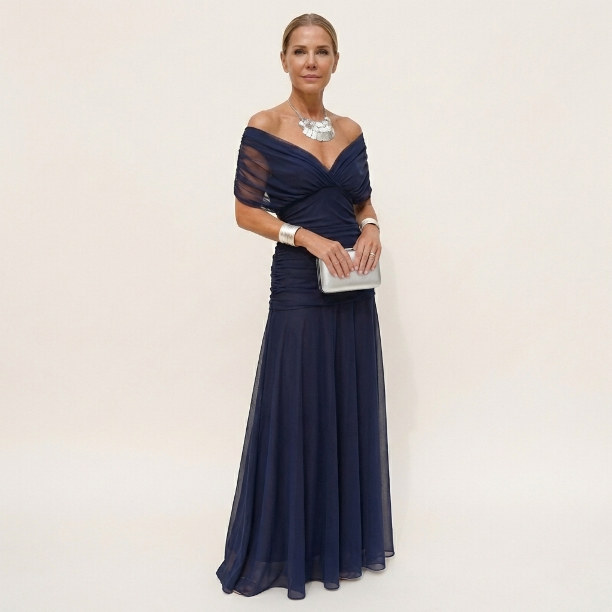 Vestido Largo Mujer Elegante Fluido – Escote V y Diseño Sofisticado