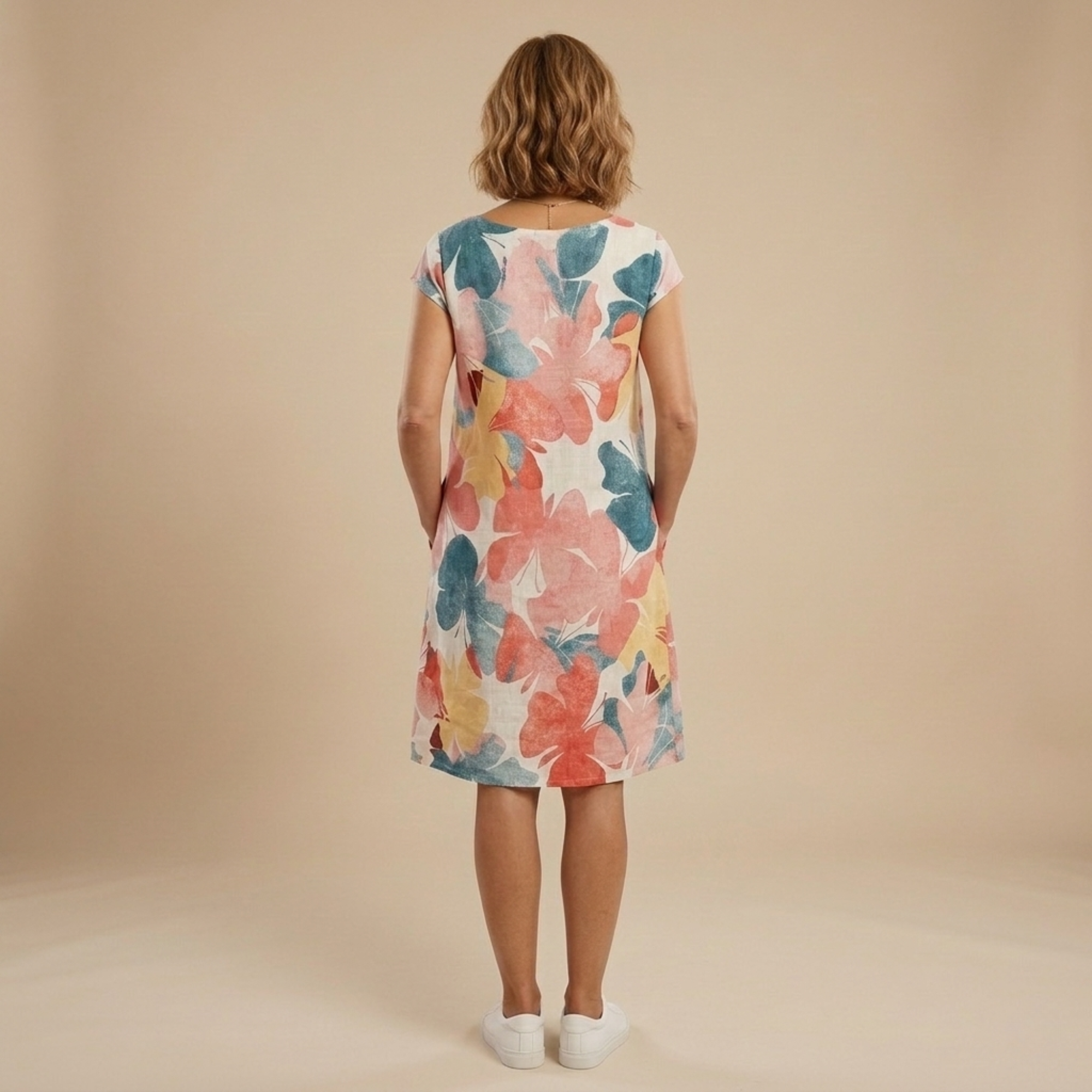 Túnica floral mujer manga corta con bolsillos – estilo casual cómodo verano