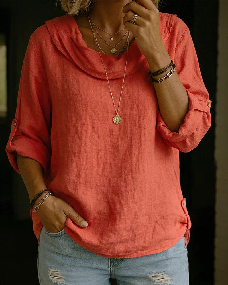 Camisa Mujer Algodón Cuello Caído – Estilo Clásico Cómodo