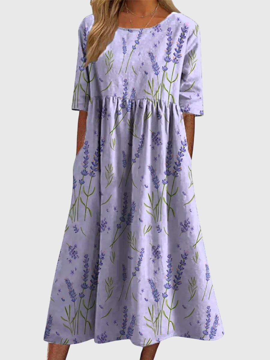 Vestido Midi Floral Mujer – Corte Suelto Elegante y Cómodo
