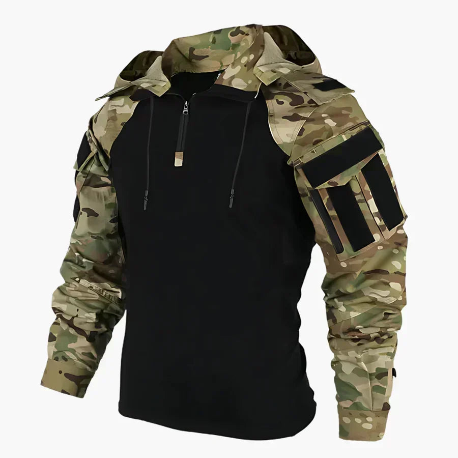 Sudadera hombre con capucha y mangas camuflaje