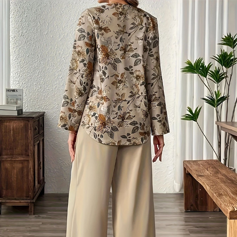 Conjunto Mujer Floral Elegante – Blusa Ligera con Pantalón Fluido
