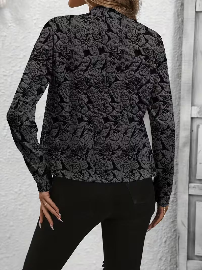 Blazer floral de mujer con cuello estructurado y frente abierto