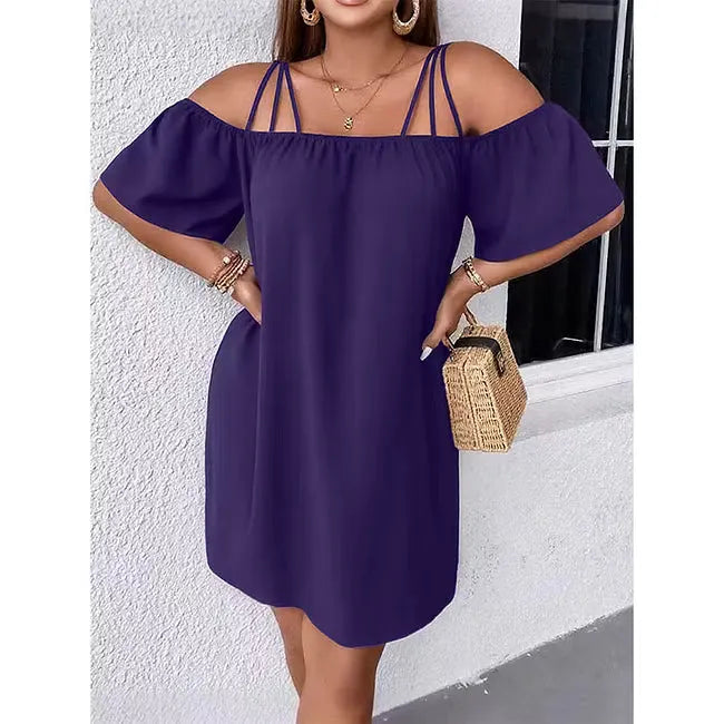 Vestido mini mujer con hombros descubiertos y tirantes finos