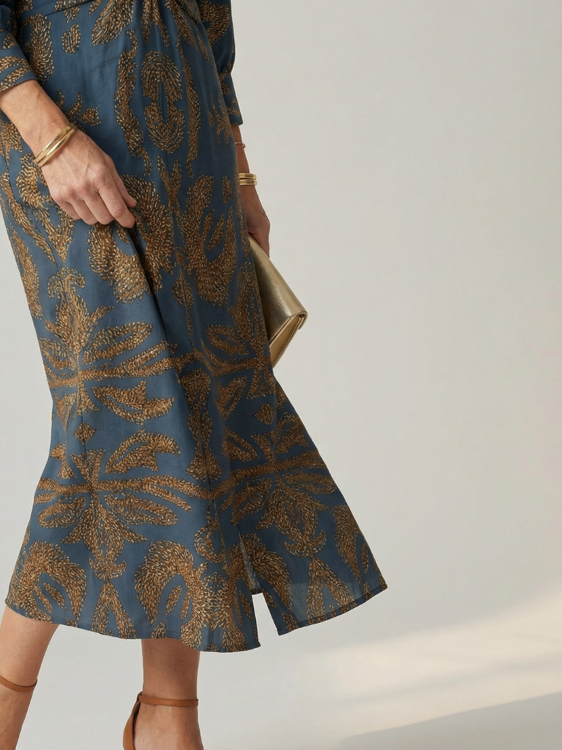 Vestido Midi Mujer Elegante – Corte Cruzado y Cintura Ajustada