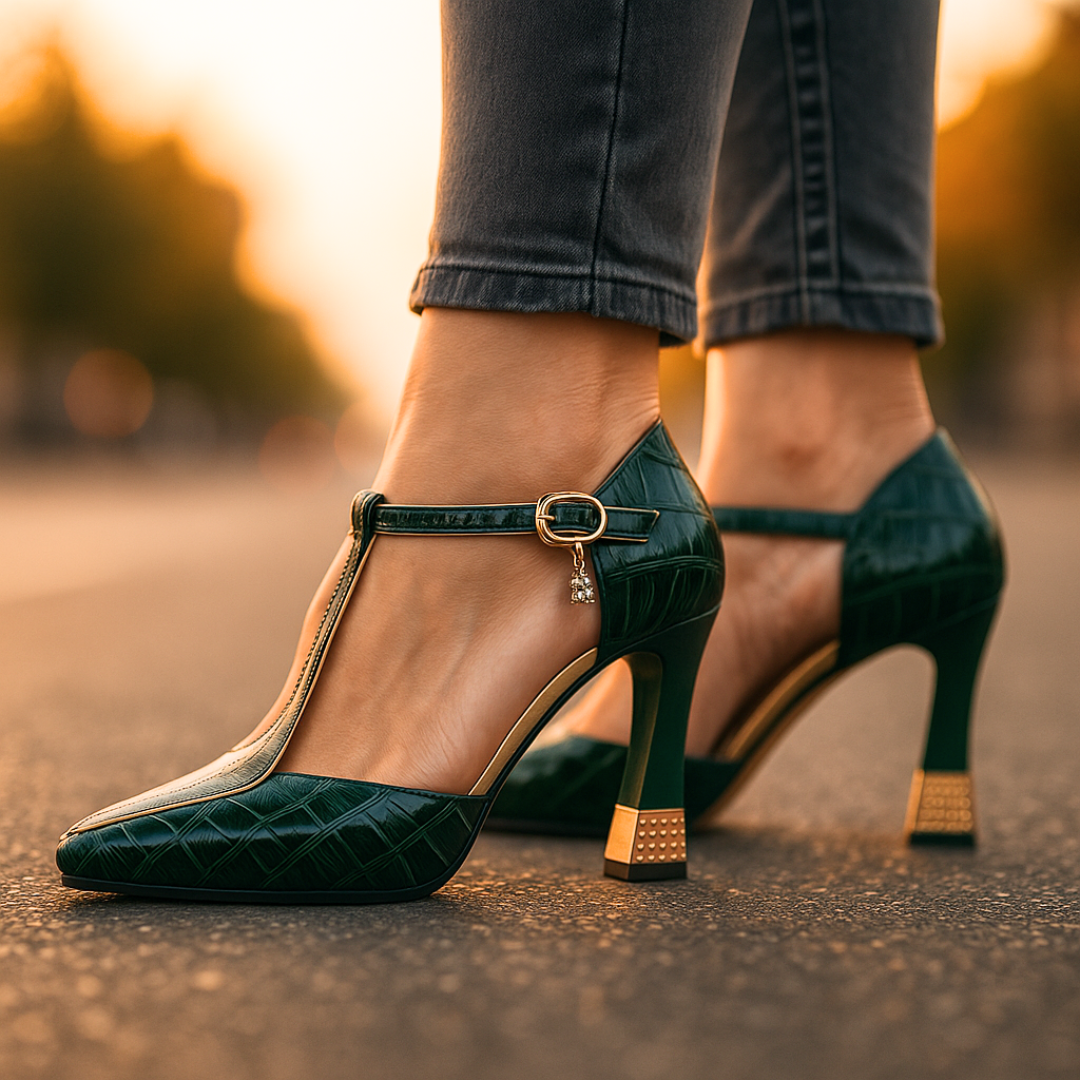 Tacones mujer con tira en T y tacón bloque – estilo elegante fiesta