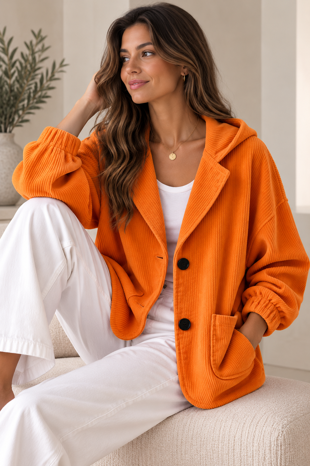 Chaqueta oversize con capucha para mujer de estilo relajado