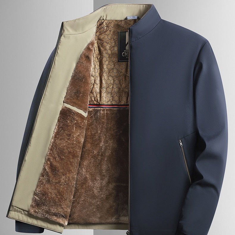 Chaqueta hombre cálida con cremallera y cuello alto