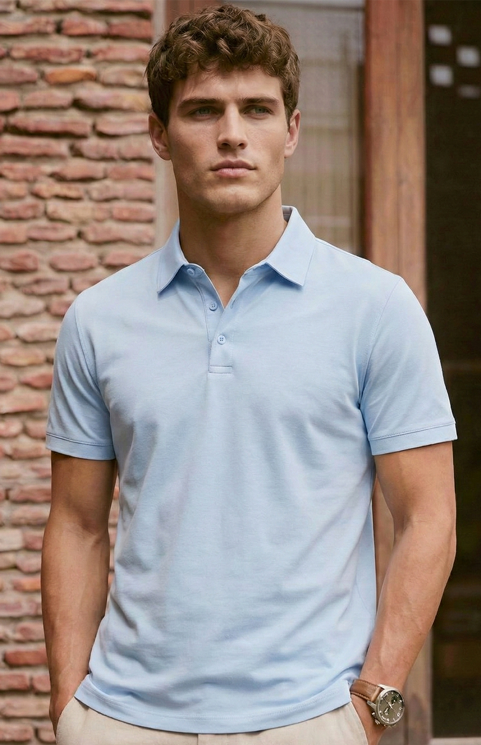 Polo de Punto Minimalista | Pablo – Azul Cielo