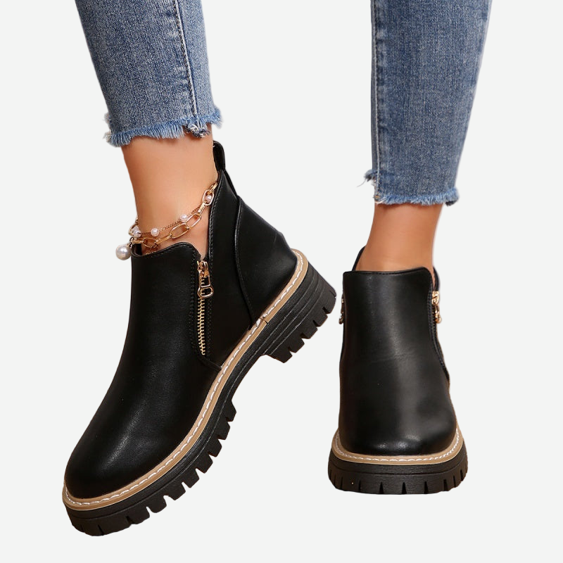 Botines mujer con cremallera lateral y suela de plataforma