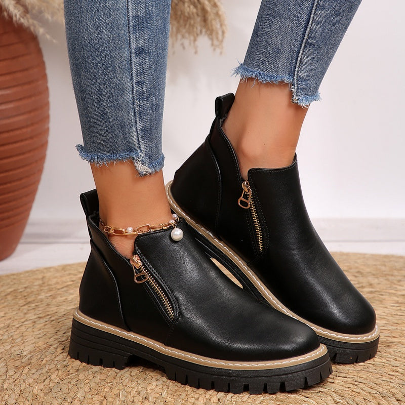 Botines mujer con cremallera lateral y suela de plataforma