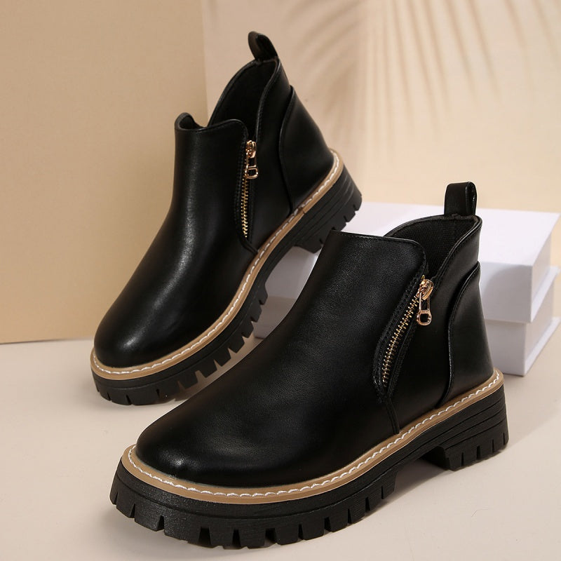 Botines mujer con cremallera lateral y suela de plataforma