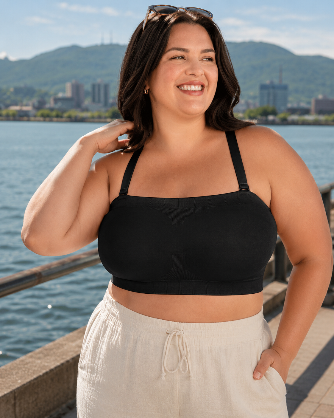 Sujetador bandeau mujer sin tirantes sin aros con efecto liso